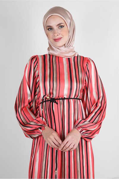 Alvina STRIPED CUFFS ELASTIC DRESS 43687