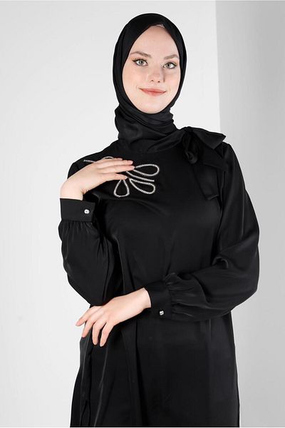 Alvina Stone Printed Tunic with Tie Collar Detail 43534