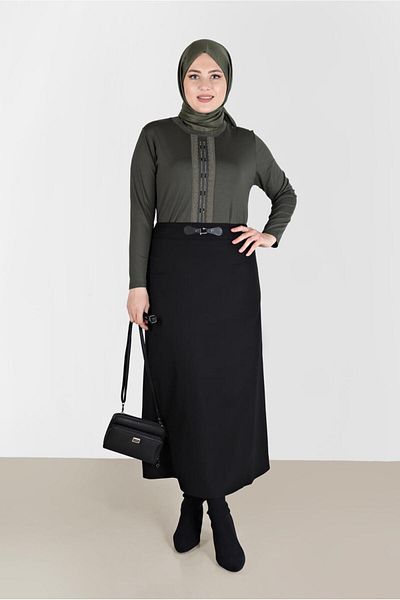 Alvina Δερμάτινη λεπτομερής φούστα μέσης 60217