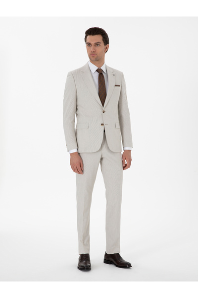 Cacharel Beige Slim Fit Suit 50306813-Vr011