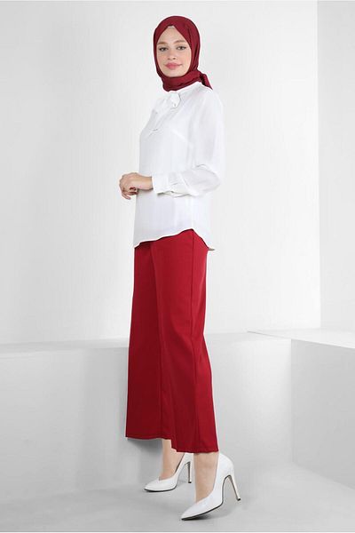 Alvina Scarf Collar Cuffs Buttoned Blouse 43670