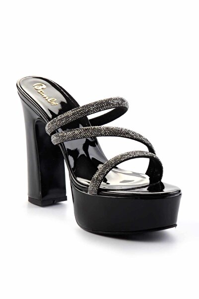 Bambi Μαύρες Γυναικείες Παντόφλες Platinum K04606050308