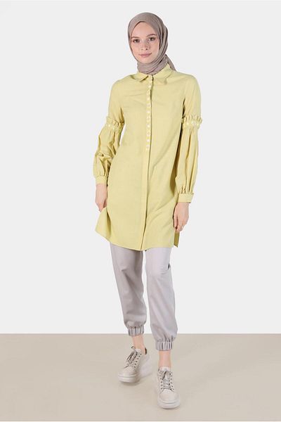 Alvina Cotton Tunic - Embroidery Detailed and Hidden Button 42824