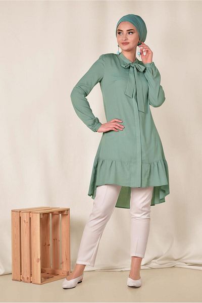 Alvina Lace-Up Pleated Tunic Skirt - 4066