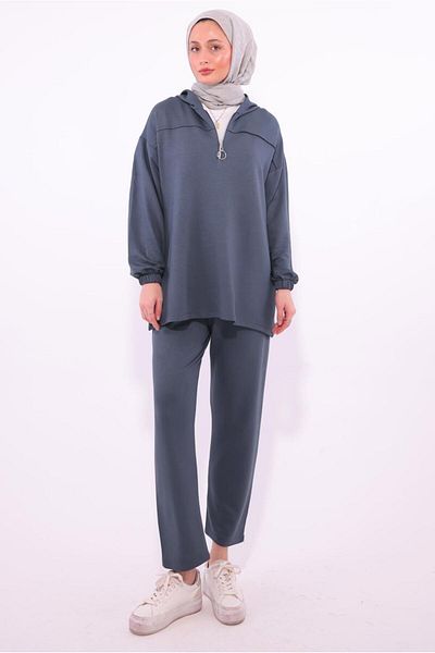 TRENDTESETTÜR Women's Grıb (Fume) Hooded Trousers Suit t 1074