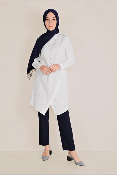 Alvina Cotton Buttoned Men's Collar Tunic 40576-1