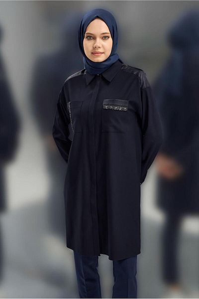 Alvina Shirt Collar Saw Tunic 45154