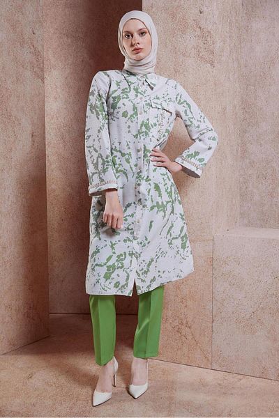 Alvina 44673 Model Linen Textured Saw Tunic