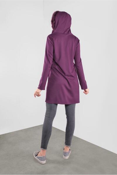 Alvina Fur Hooded Tunic - Lace-Up Model 41292