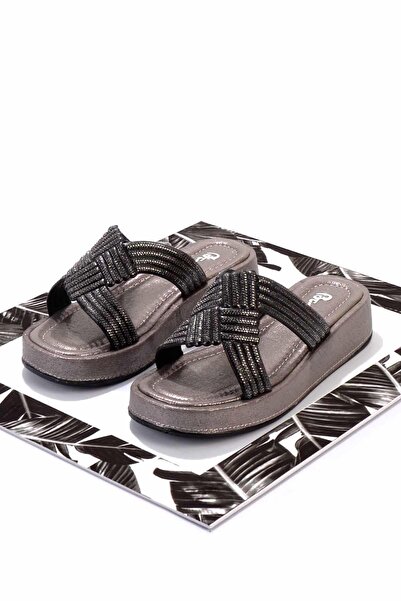 Bambi Parlak Kurşun Kadın Terlik K04156011236