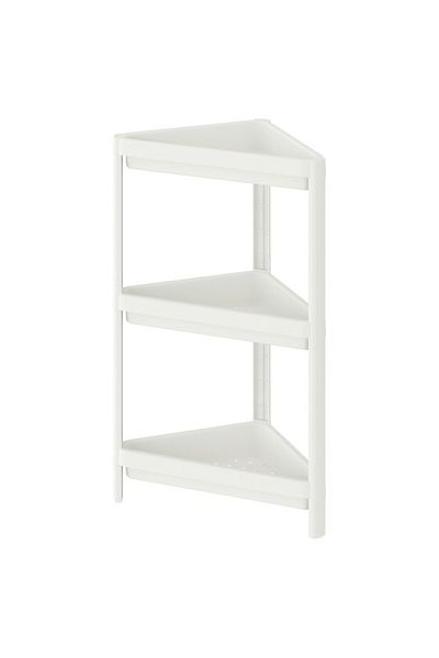 IKEA VESKEN Corner Shelf Unit – 33x33x71 cm White, Space-Saving, Water-Resistant, No-Tool Assembly