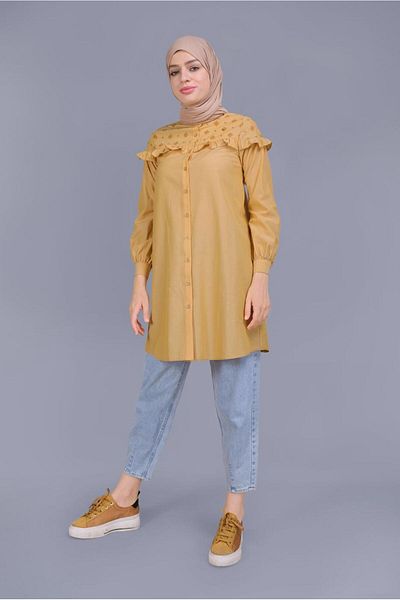Alvina Cottoned Tunic with Rush Detail 41637