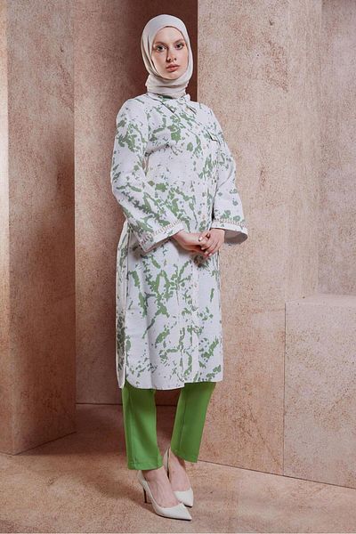 Alvina 44673 Model Linen Textured Saw Tunic