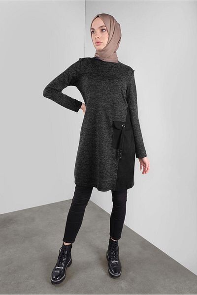 Alvina Pocket Mix Fabric Tunic 41309