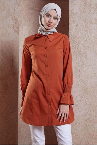 Alvina 44581 Model Shirt Collar Hijab Tunic