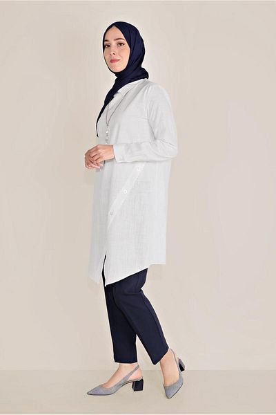 Alvina Cotton Buttoned Men's Collar Tunic 40576-1