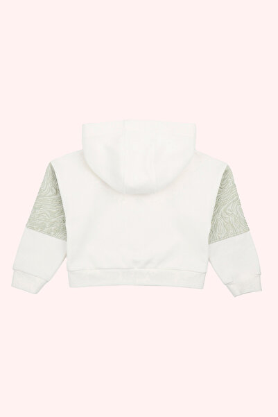 Panço Baby Girl Zippered Ecru Sweatshirt
