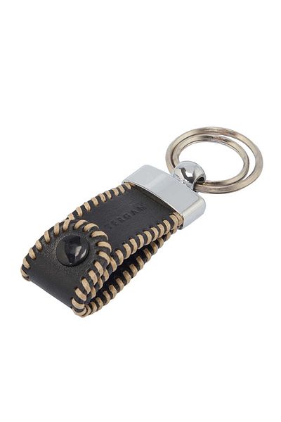 Tergan Black Genuine Leather Unisex Keychain - S1An00000137-B06