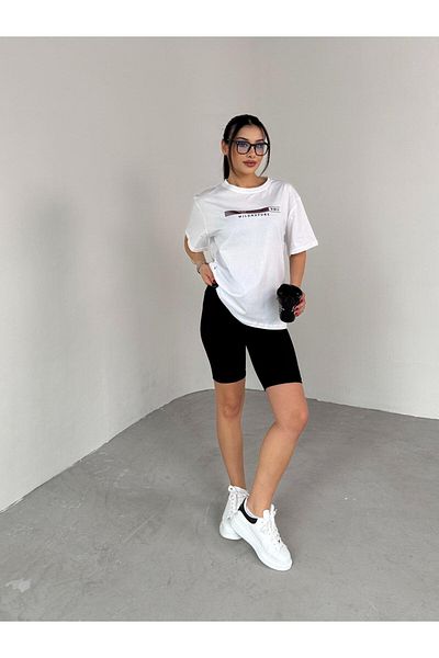 Cappmoda T-924 White Vibes ανάγλυφο εμπριμέ casual βαμβακερό μπλουζάκι