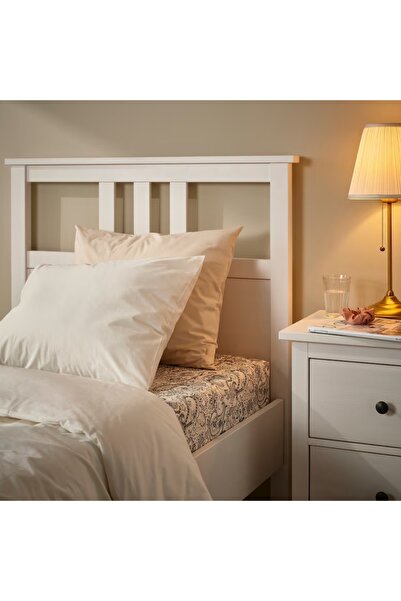 IKEA RODGERSIA Fitted Sheet – Grey/White, 90x200 cm | Soft & Breathable Cotton-Viscose