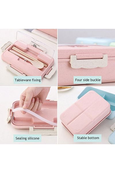 COOYA Lunch Box with Cutlery,Durable,Spill-Proof,Microwave-Compatible for Reheating Meals,8.5x5.9x2.2cm
