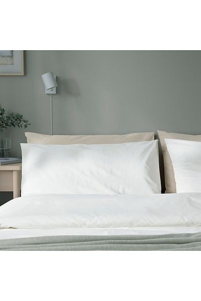 IKEA DVALA White Cotton Pillowcase 50x80 cm (2 Pack) – Soft, Durable & Breathable