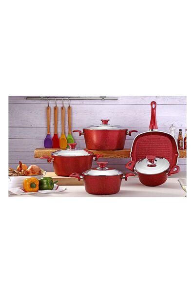 Arzu Çelik - Cemre 9 Parça Granit Tencere Seti