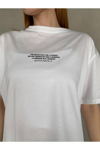 Cappmoda T-921 Λευκό The Brand Written Injection Printing T-Shirt με λαιμόκοψη