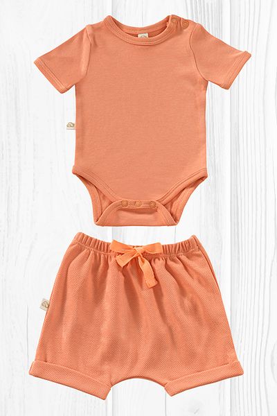 tinylamb Unisex 2 Piece Short Sleeve Baby Summer Bodysuit and Shorts Set - Elation Dessert