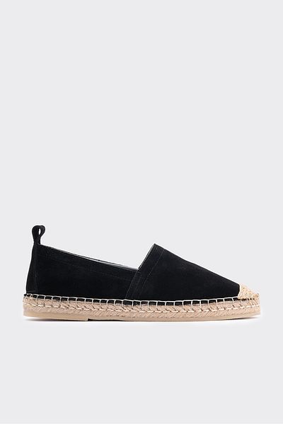 SHOEMARK Women's Napoli Black Espadrille - Genuine Suede Leather Upper