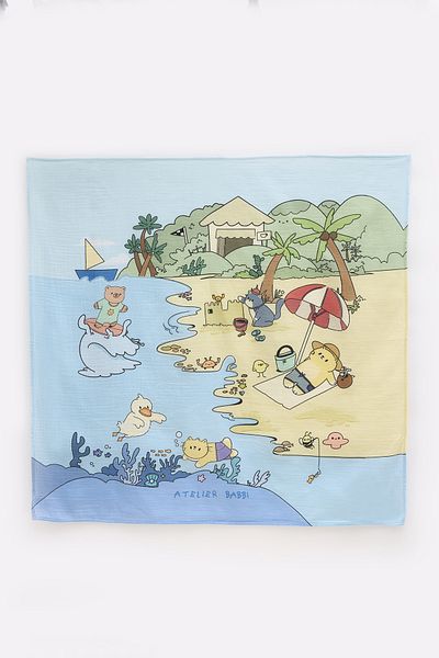 Atelier Babbi Double Layer Muslin Baby Blanket - Beach / Boy 70X70Cm