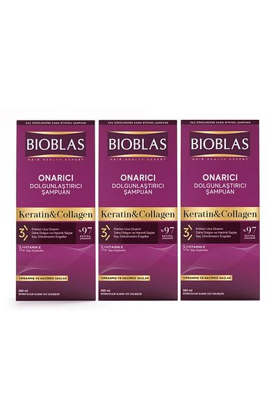 Bioblas 360ml Collagen and Keratin Volume Shampoo - X 3 Pieces