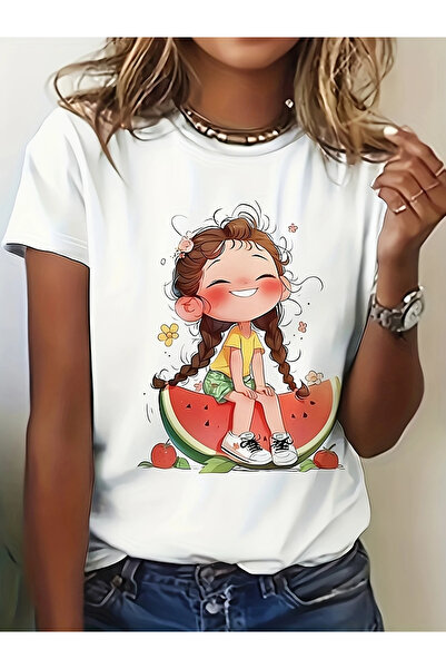 PENTHİLUS Tricou cu mânecă scurtă pentru femei, cu imprimeu cu desene animate...