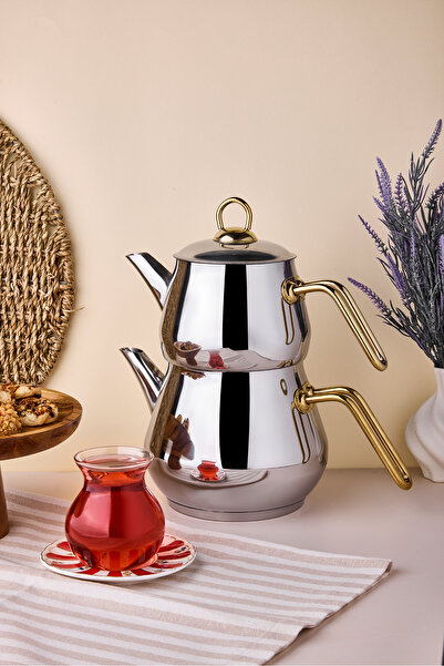 Perotti Çayeli Gold Mini Çelik Çaydanlık Takımı