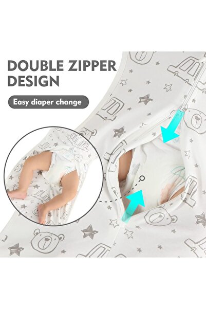 Yelajoy Baby Transition Swaddle Sack,Arms up Design, Breathable Cotton, 2-Way Zipper,for 0-3 Month,60cm