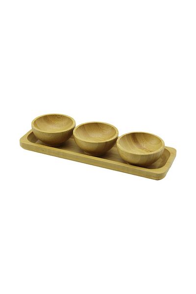 Narnuga 3Pcs - Presentation Tray Mini - Diameter: 6cm Wooden Bamboo Delight Bowl - Snack Bowl (4 - Mct5834-3503