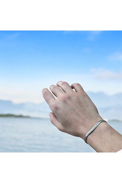 Perle Norie Silver Color Unisex Steel Thick Knitted Chain Steel Bracelet Does Not Tarnish