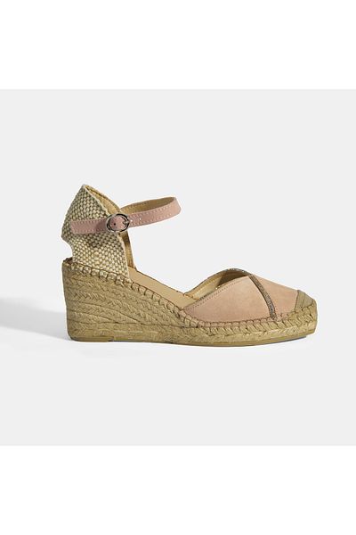 Desa Powder Women's Buckle Accessory Stone Detailed Wedge Heeled Suede Espadrille