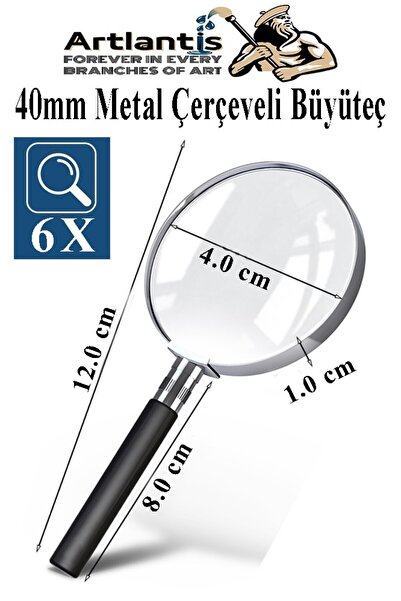 Artlantis Metalno povećalo 40 mm 1 komad 6x plastična ručka okvir 4 cm poveća...