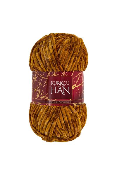 Kürkçü Han Velvet Yarn 100Gr 95Mt Knitting Yarn Brown-Mustard Mix