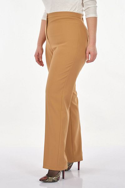 Gala-Xi Plus Size Wide Leg Camel Women's Trousers22212001038