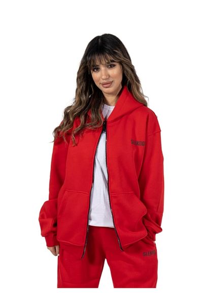SLEKOO Oversized Zipper Hoodie for Men & Women, Unisex Cotton Fleece Pullover Sweatshirt