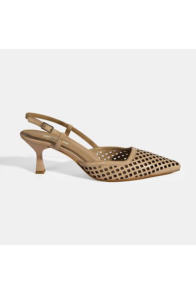 Desa Ten Women's Perforated Slingback Leather Heeled Shoes