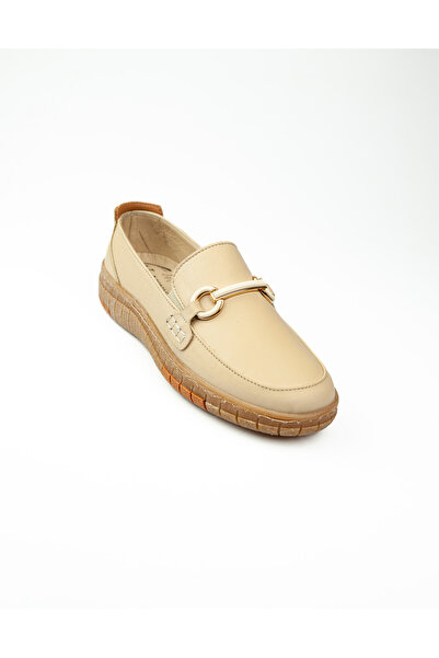 Voyager 078 Бежеві шкіряні жіночі туфлі на щодень