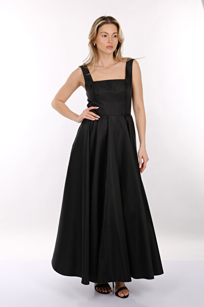 DORİ Doridorca Kare Yaka Tafta Geniş Askılı Kiloş Abiye Elbise 00bb6098