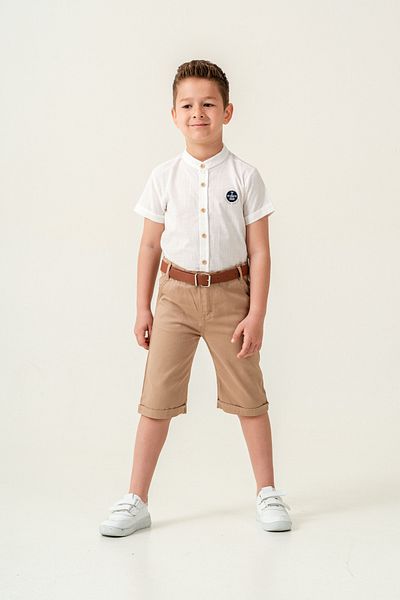 Esterella Boy's Set - Judge Collar Shirt and Belted Shorts