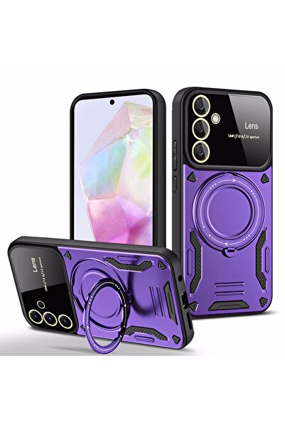 m.tk moveteck Samsung Galaxy A36 Kılıf Magsafe Dönebilen Halkalı Standlı Kame...