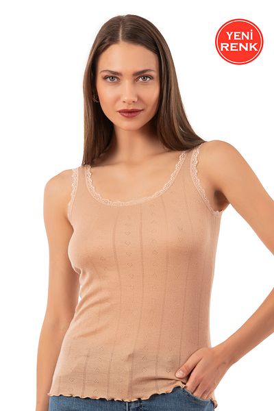 ÖZKAN underwear Özkan 23493 Women's Transfer Ribbed Flexible Soft Thick Strap Tank Top