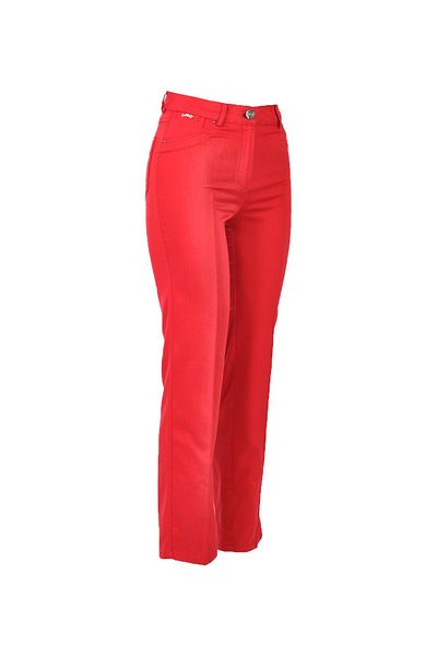 Seleste Red Regular Waist Wide Leg Women's Trousers - Y506