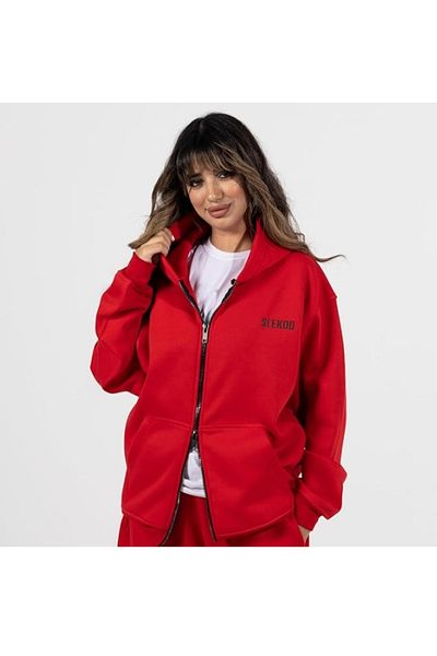 SLEKOO Oversized Zipper Hoodie for Men & Women, Unisex Cotton Fleece Pullover Sweatshirt